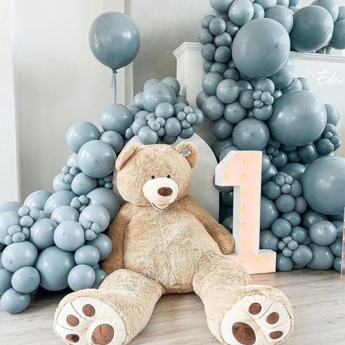 Image of Jobkoo Slate Blue Balloons 5 Inch, 60Pcs Small Dusty Latex 5'' Mini Matte Retro Sea Helium for Birthday Boho Baptism Wedding Party Decorations