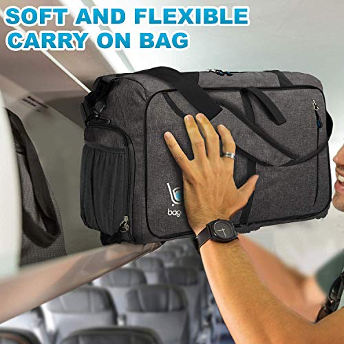 Bago Gym Bags For Women and Men - Small Packable Sports Duffle Bag For Women with Shoe Compartment and Wet Pocket ( 40 Liter SnowBlack )