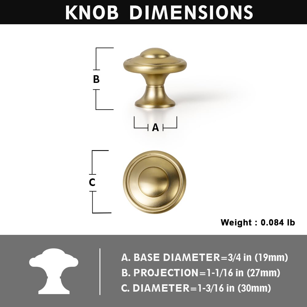 Juego de 12 pomos de bronce champán con diseño de anillo concéntrico en capas, manijas decorativas modernas para cajones de cocina de estilo clásico y contemporáneo