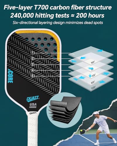 Image of Pickleball Paddle - Carbon Fiber Pickleball Paddle - 100% Foam Core Performance Paddle