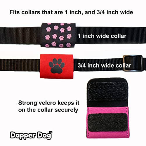 Dapper Dog Pet Tag Silencer And Airtag Holder (Black With Blue Paw) #TOP3