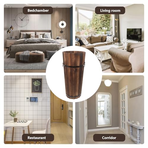 Paragüero Interior - Soporte Grande De Madera, Contenedor De Almacenamiento Moderno | Organizador Multifuncional Para Bastón, Diseño Elegante Y Duradero Que Mejora La Entrada, Pasillo, Patio, Hogar, O - imagen 4