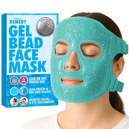 Perfect Remedy Face Ice Pack Reusable Hot & Cold Ice Face Mask Gel Compress for Helping with Puffy Eyes and Swelling Conditions Facial Spa Cooling Mask for Women and Men (Green)