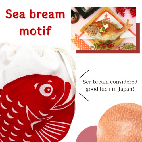 さぬきんちゃく 伝統 染 巾着 真鯛 ( 縁起魚) 柄 和風 綿袋(