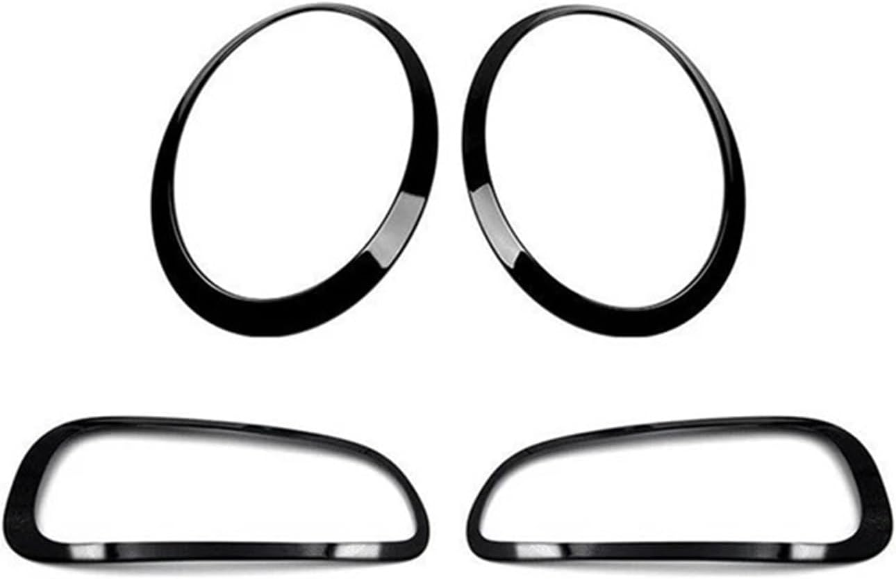 4pc Headlight+Taillamp Cover Trim Compatible For Mini Cooper F54 2015-2020 Clubman Car Front Head Light Bezel+Rear Lamp Frame Sticker Strip(Glossy Black)