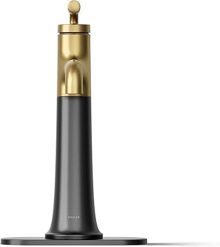 Miniatura 9 de Kohler 26437-4-BMB Tone - Grifo alto para lavabo de baño con una sola manija, 1.2 gpm, negro mate con latón moderno cepillado