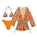 Bolsamila Bikini for Women Bikini Short Summer Beach Halter Triangle Swimsuits 3 Piece Set (US, Alpha, Small, Regular, Regular, Orange)