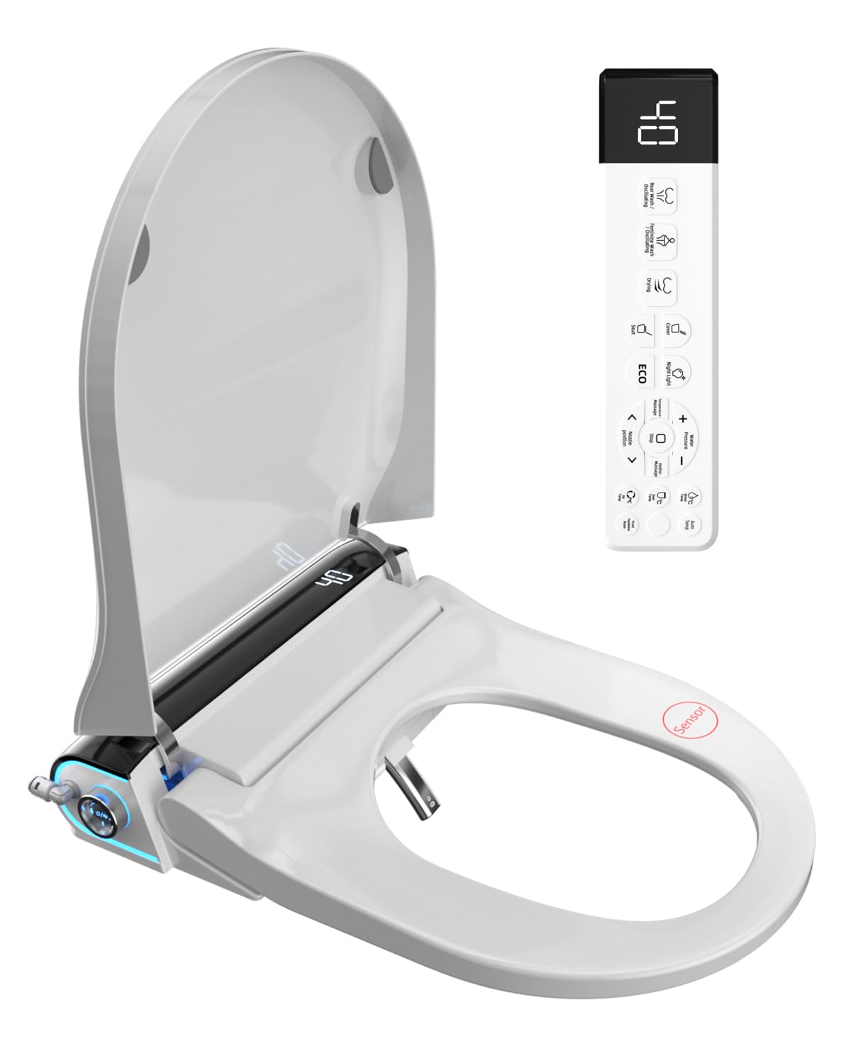 Copriwater Giapponese Elettrico Ultra-Sottile 8cm - Tavoletta WC con Bidet Integrato, Sedile Riscaldato, Apertura Automatica, Acqua Calda, Asciugatura, Aroma e Telecomando, Sedile WC Elettrico Forma U