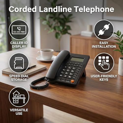 Teléfono Fijo con Cable con Identificador y 10 Teclas Marcación Rápida miniatura 2