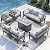UDPATIO 7 Pieces Patio Furniture Set 9 Seat Oversized Aluminum Outdoor Seating Furniture Modern Patio Set with Thick Cushion for Balcony(Include Waterproof Sofa Cover)