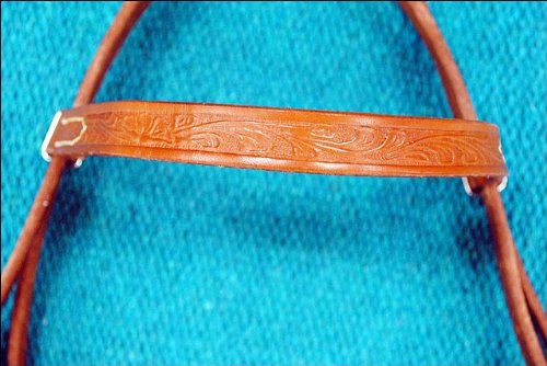 Circle Y Floral Tooled Browband Headstall Reg Oil #TOP2