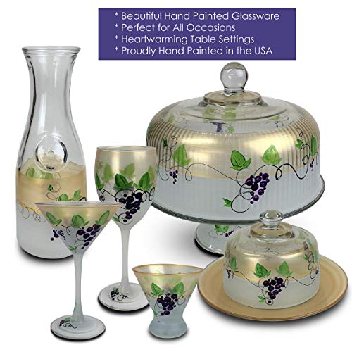 Golden Hill Studio Hand Painted Cosmopolitan Glasses Set Of 2 - Napa Grapes 'N Vines Collection - Hand Painted Glassware By Usa Artists - Unique And Decorative Cosmos Glasses, Kitchen Table Décor #TOP5