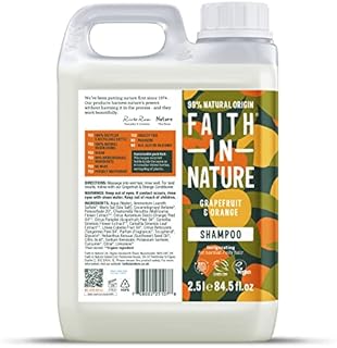 Faith In Nature Natural Grapefruit & Orange Shampoo, Invigorating, Vegan & Cruelty Free, No SLS or Parabens, For Normal to Oily Hair, 2.5L