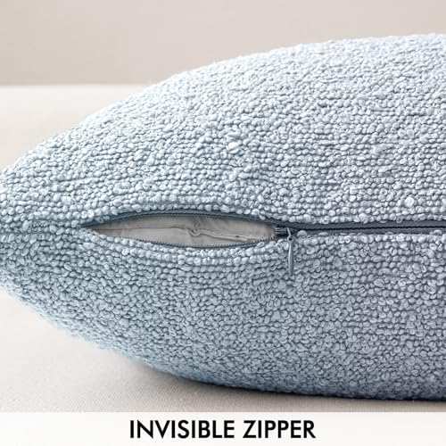 MIULEE 20x20 Inch Decorative Pillow Covers for Couch Bed Set of 2 Textured Boucle Neutral Throw Pillow Covers Light Blue Accent Solid Pillowcases Sofa Living Room Home Decor by MIULEE - Image 7