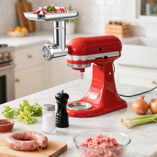 Image of Stainless Steel Meat Grinder Attachment for KitchenAid Mixers | For KitchenAid Mixers of All Models, Sausage Stuffer, Food Processor, Dishwasher Safe, Heavy Duty, Mixer /Machine NOT Included