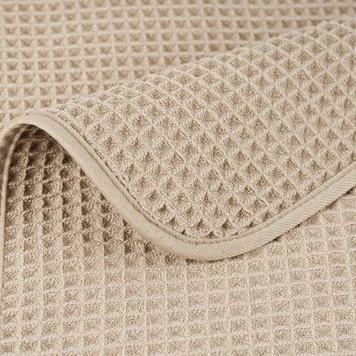 Image of POLYTE 430 GSM Microfiber Lint Free Washcloth Face Towel, 13 x 13 in, 4 Pack (Waffle Weave)
