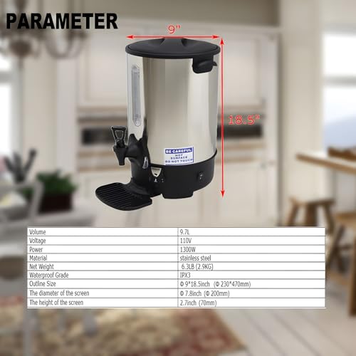 Dispensador eléctrico de café y té 9.7L acero inoxidable 110V miniatura 2