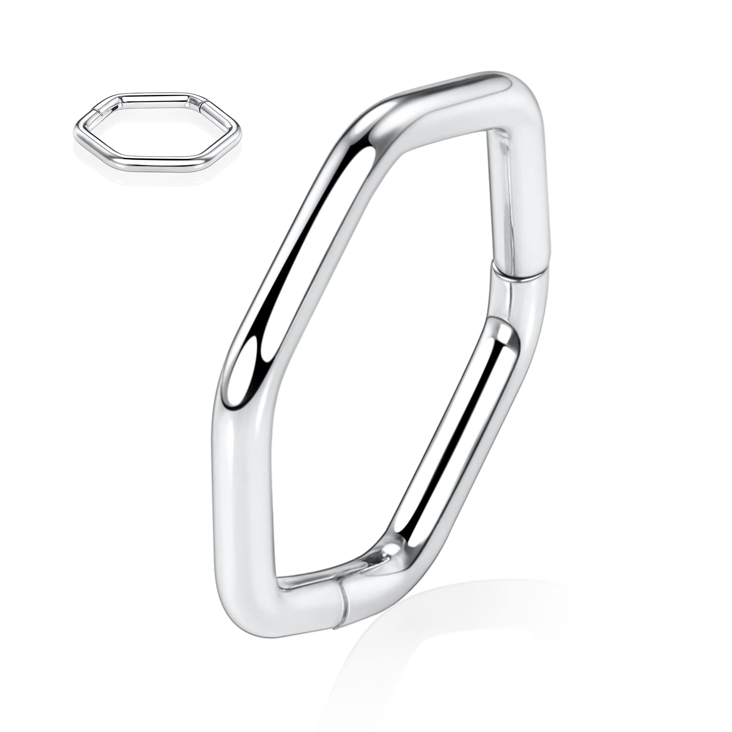 hengkaixuan CZ/Opal Nose Rings Conch Jewellery Septum Clicker 316L Surgical Steel Segment Ring Helix Cartilage Earrings Hoop Daith Tragus Rook Piercing Jewellery — view 74
