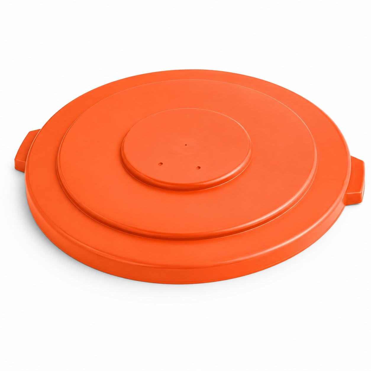 55 Gallon Orange Round Commercial Trash Can Lid by Glownary – Sainless Steel, Silver, Model 475tcld55or
