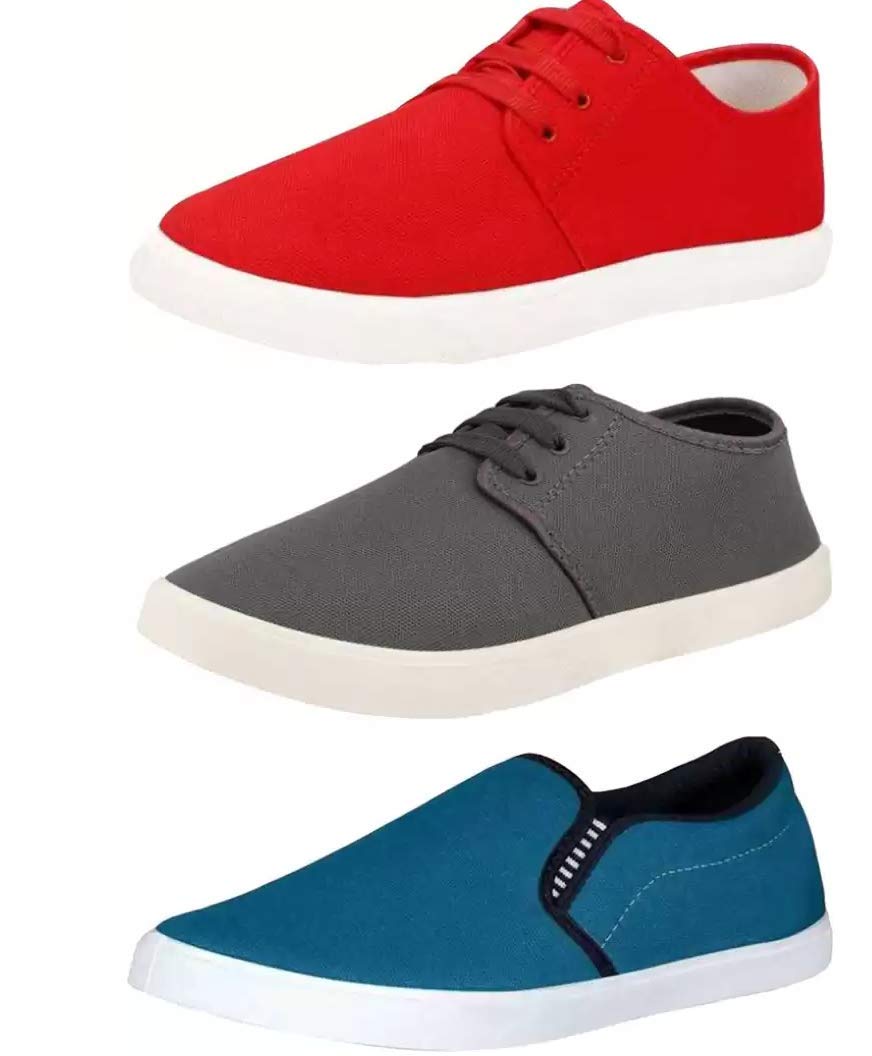 Aircum Mens Canvas Casual Loafers and Mocassins Shoes - Pack of 3 (RED - Grey - FIROZI, Numeric_6) (B08HLZ84KS) Amazon Price History, Amazon Price Tracker