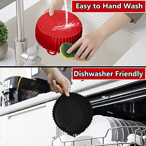 Deluxe Dish 2-Pack Reusable Air Fryer Silicone Liners – 8.5 Inch Large Round Pots, Air Fryer Accessories, 100% Bpa Free, Fits 3.6 To 7.2 Qt Air Fryers – Non-Stick, High Heat Resistance, Easy To Clean #TOP2
