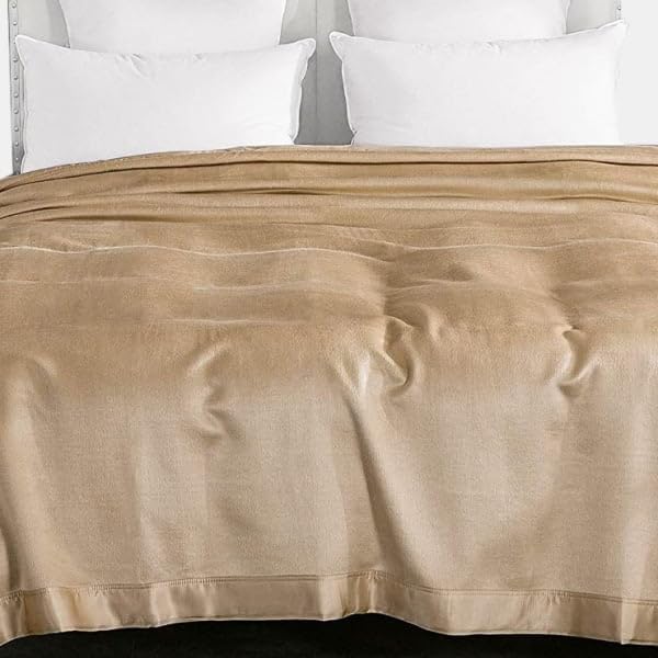 Resim Premium Saf İpek Battaniye (Gold) (Çift Kişilik 195 cm * 215 cm) 