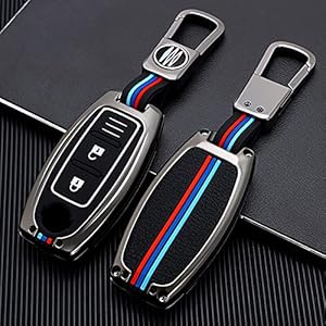 Happyit Zinklegering Autosleutel Beschermhoes voor Nissan Qashqai Juke J10 J11 X-Trail T31 T32 Kicks Tiida Pathfinder Infiniti Q50 Keyless 360 ° Waterbestendig Bescherm met Fluorescentie (A, Matte kleur)