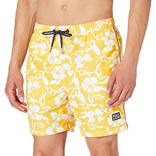 Superdry Mens Hawaiian Swim Board Shorts, Campus Gold, M