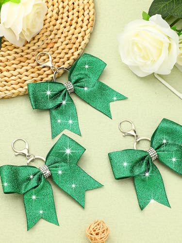 Image of Tondiamo Cheer Bow Keychain Cheer Keychain with Rhinestones Cheerleader Keyrings for Team Gift Cheerleading Sports Accessory