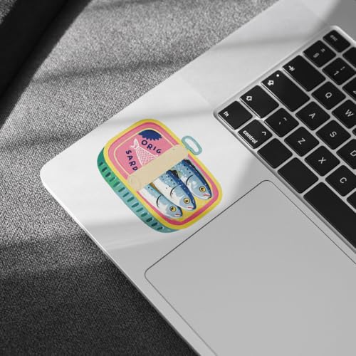 Image of 3 Pcs Kawaii Style Sardines Sticker, in Can Fish Sticker, Dark Humor Funny Bumper Die-Cut Vinyl Sticker 3 Inches for Water Bottles Laptop Phone Car Ski Helmet (Normal, 6 inch)