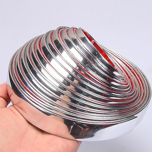 5m 12mm Zierleisten Selbstklebend, Spiegel Zierleisten Mit Schutzfolie, Selbstklebend Flexible Zierleisten Wandleisten Dichtungsstreifen für Wand, Fliesen, Spiegelrahmen, Möbeldekor