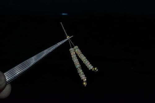 Miniatura 2 de AARZU GEMS - Cuentas de ópalo de fuego etíope natural de 0.15 a 0.18 pulgadas, 24 unidades, 1 hebra de ópalo