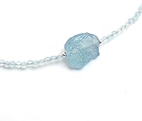 Vista 2 de Gempires - Collar de cuentas de piedras preciosas con piedra cruda, hipoalergénico, chapado en plata, de 18 pulgadas, elegante, hecho a mano, regalo