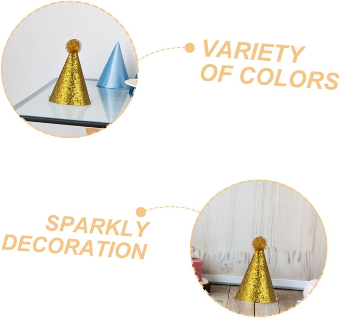 10pcs Glittery Party Cone Hats Reusable Large Birthday Celebration Headwear for Boys Festive Party Supplies and Showers Random Style
