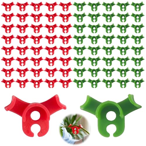 UxuoQxa 80 Stück Pflanzenbieger Lst Clips Effektive Pflanzenformung und Wuchsrichtungskontrolle Ideal für Gewächshäuser und Gärten Robustes Design mit Roten und Grünen Clips