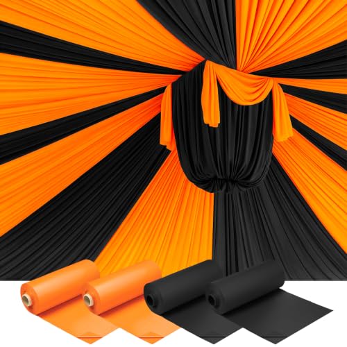 Moukeren 4 Roll Circus Carnival Table Cover Backdrop, Orange, Black