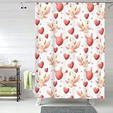 TZTTZT Duschvorhang mit Feen-Herz-Druck, Stoff-Duschvorhänge für Badezimmer, 152,4 x 183,9 cm dick, strapazierfähig, niedlicher Badezimmervorhang, maschinenwaschbar