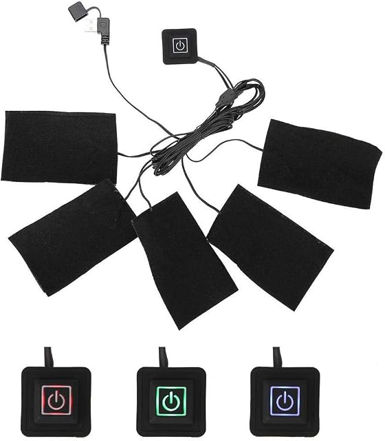 FILFEEL Clothes Heating Pad USB Electric 5Pcs Heater Pads Heat Element, 3 Gear Adjustable Temperature Warmer Tool for Vest Winter Cold Outdoors