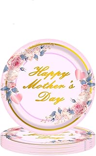 30PCS Mother's Day Plates 9 in, Happy Mother’s Day Party Supplies Decorations Flowers theme Disposable Paper Dinner Dessert Appetizer Cake Plates Dinnerware Tableware