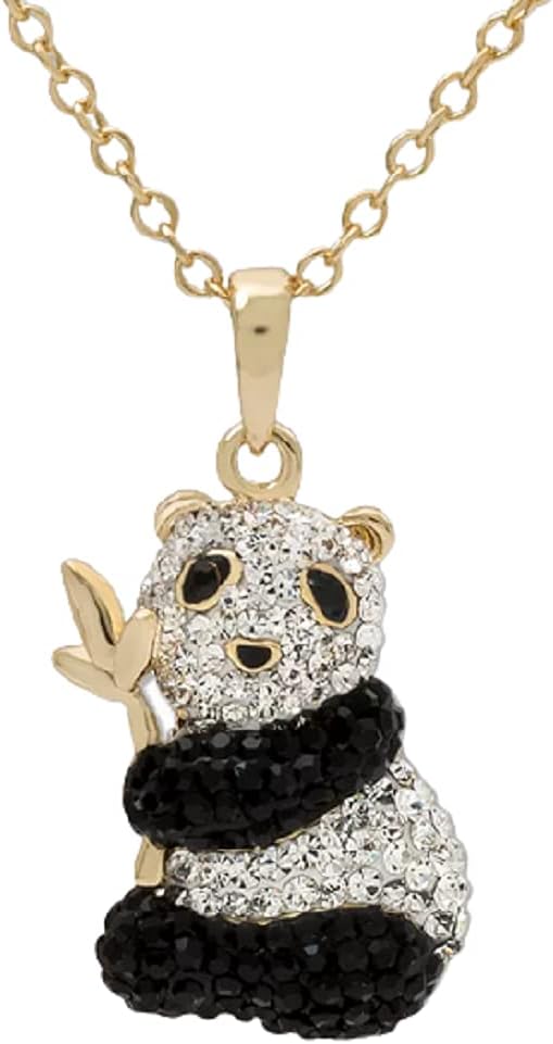 1/2 CT Round Black & White Lab Created Diamond Panda Pendant Charm 14K White Gold Plated Sterling Silver