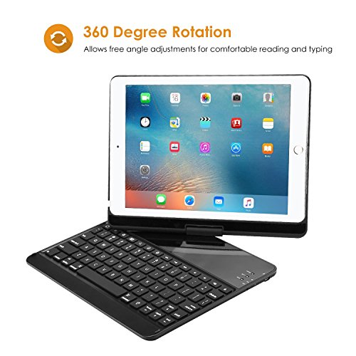 Procase Ipad 9.7 2018/2017 (Old Model) Keyboard Case, 360 Degree Rotation Swivel Cover Case With Wireless Keyboard For Ipad 9.7 Inch 6Th / 5Th Gen, Also Fit Ipad Pro 9.7 2016, Ipad Air 2, Ipad Air #TOP2