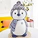 Herfair Kuscheltier Pinguin Plüschpuppe mit Kapuze Geschenk (27cm, Grau)