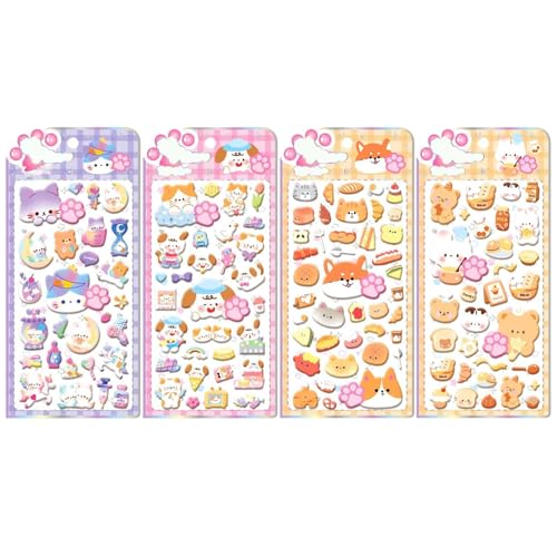 �y2026���ʌ^�z���� �V�[�� �Ղ��Ղ��V�[���� 4���Z�b�g 3D���̃X�e�b�J�[ �������� ���킢�� ������ �N�} �ՂɂՂ� �����f�U�C�� DIY�p �f�R�V�[ �� ���̎q���� �Ղ��Ղ������p ���s �d�b�P�[�X �E�H�[�^�[�{�g���̑����p �N���X�}�X �a���� 