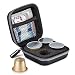 Protective Carrying Case For Nespresso & Compatible Capsules Portable Espresso Maker Coffee Pod Holder PU Material Hard Shell Portable Grey(Holds 4 Pods)