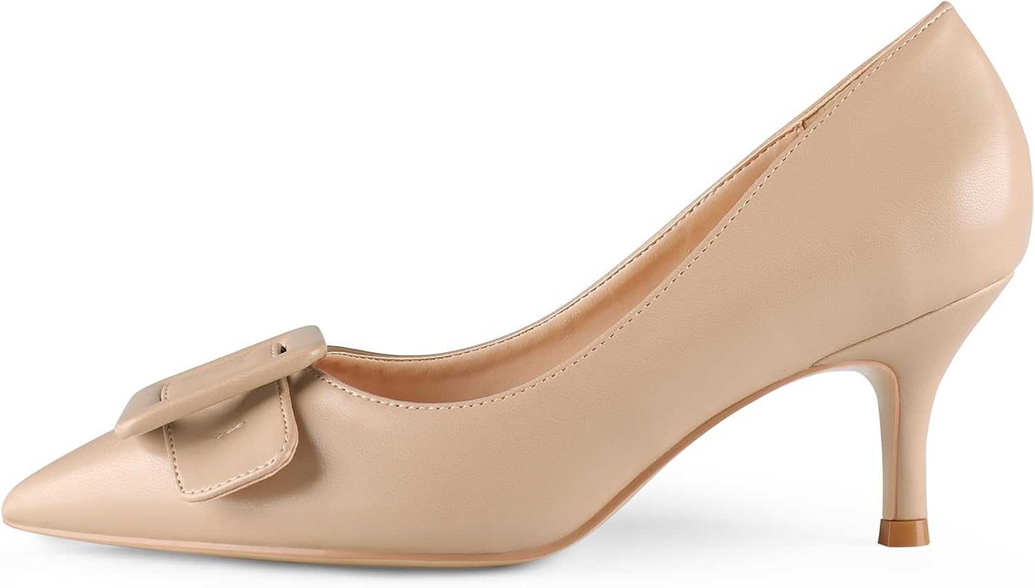 JOY IN LOVE Women's Kitten Heel Pumps Pointed Toe Square-Buckle Office Dress Pump Shoes - Image 3