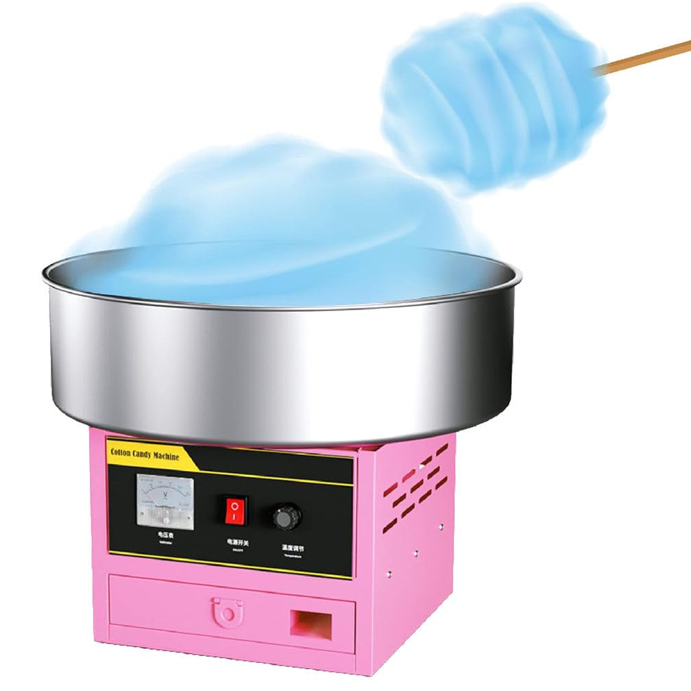 Macchina per Fare lo Zucchero Filato, Macchina Elettrica per lo Zucchero Filato in Acciaio Inossidabile, Macchina per lo Zucchero Filato, per la Famiglia, Festa, Parco, Compleanno di Natale,Pink
