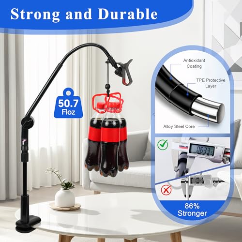 Image of CPAP Hose Holder for Bed, 360 Adjustable CPAP Stand Bedside with No-Drill C-Clamp, Knob-Control CPAP Hose Hanger & Lift, Metal CPAP Tube Holder with Mask Hook and Hose Straps (Black)
