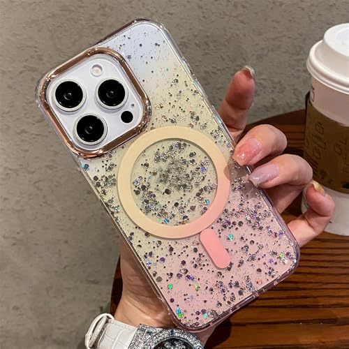 Coque de chargement sans fil magnétique iPhone 14 Pro Max paillettes