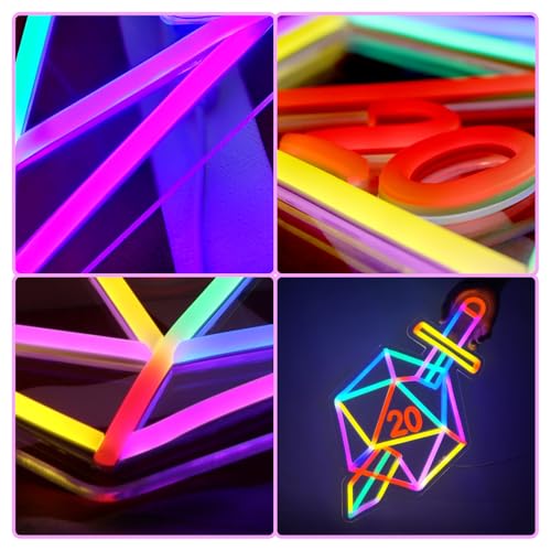 Image of Dice Neon Signs for Decor, Led Neon Sign Decor Dimmable Dungeons and Dragon Dice Game Sign,USB Powered Neon Light for for Room Bedroom Bar Shop Hotel Christmas Birthday Holiday Party