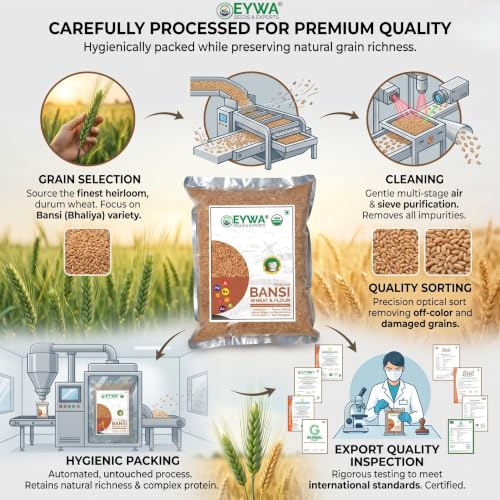 Image of Eywa Seeds & Exports Pvt Ltd Organic Bansi Bhaliya Whole Wheat Grains (2 KG) | Whole Grains For Eating And Cooking | |Bansi Bhaliya Daane | Produce of India from Organic Farms